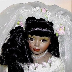 BeautifulPorcelain Handcrafted Wedding Black Doll